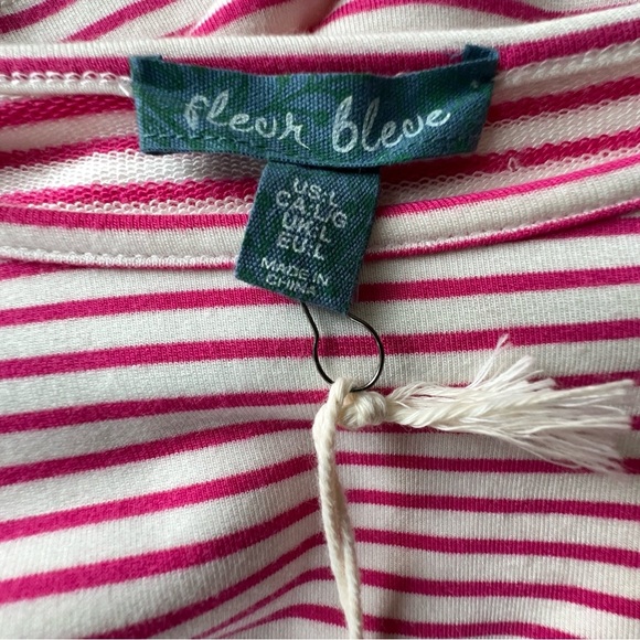 NWT | STRIPED BOATNECK DRESS NAUTICAL DEEP PINK & WHITE MODAL | SIZE: LARGE - Picture 8 of 9